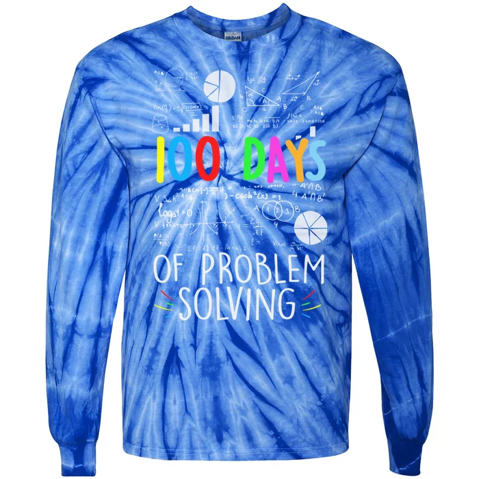 Problem Solving Funny Math Teacher 100 Days Of School Funny Gift Tie-Dye Long Sleeve Shirt