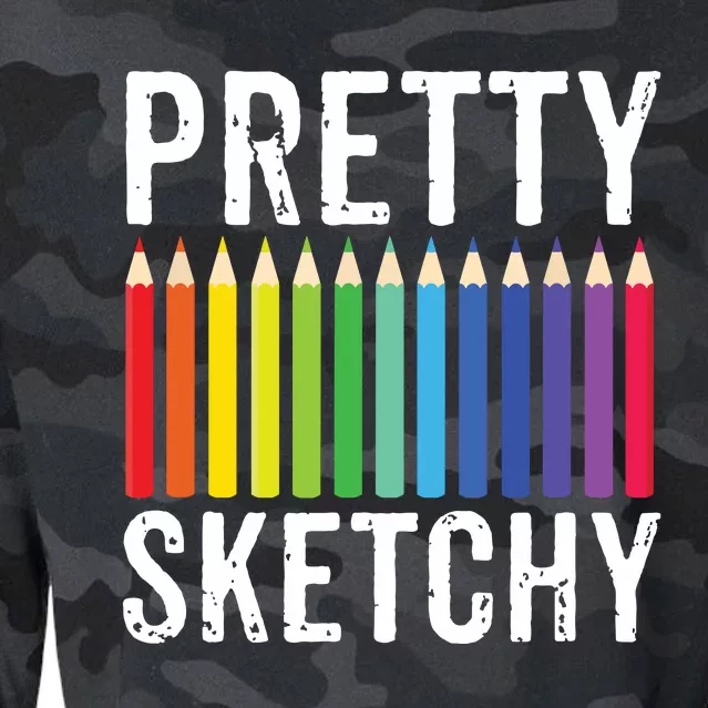 Pretty Sketchy Fun Art Lover Colored Pencils Artists Gift Cropped Pullover Crew