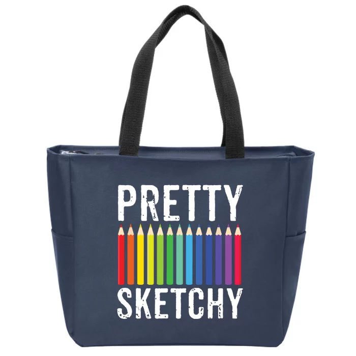 Pretty Sketchy Fun Art Lover Colored Pencils Artists Gift Zip Tote Bag