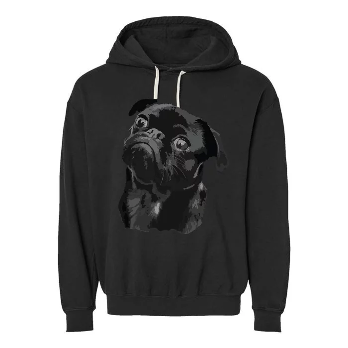 Pug Shirts For Dog Mom Dad Funny Cute Black Pug Garment-Dyed Fleece Hoodie