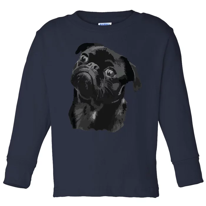 Pug Shirts For Dog Mom Dad Funny Cute Black Pug Toddler Long Sleeve Shirt