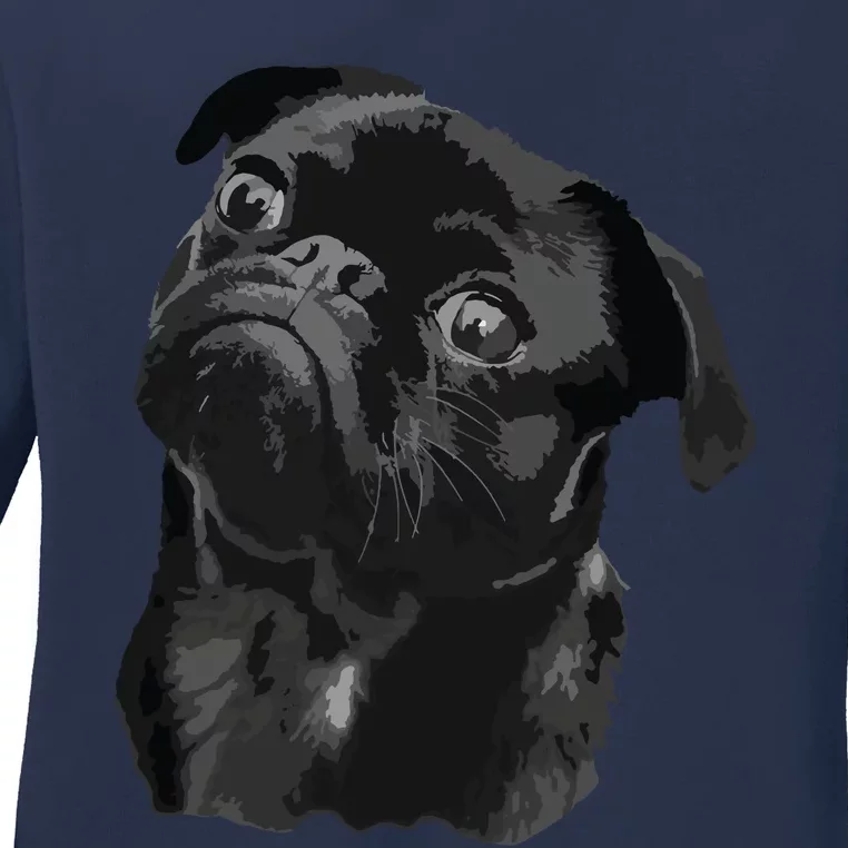 Pug Shirts For Dog Mom Dad Funny Cute Black Pug Ladies Long Sleeve Shirt