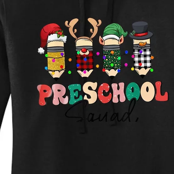 Preschool Squad Funny Merry Christmas Teacher Student Women's Pullover Hoodie