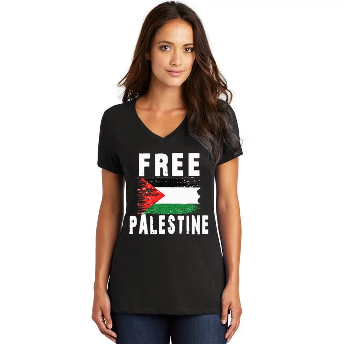 Palestine Strong funny isreal flag Women's V-Neck T-Shirt