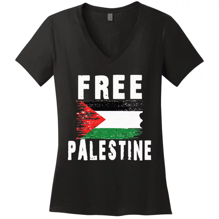 Palestine Strong funny isreal flag Women's V-Neck T-Shirt