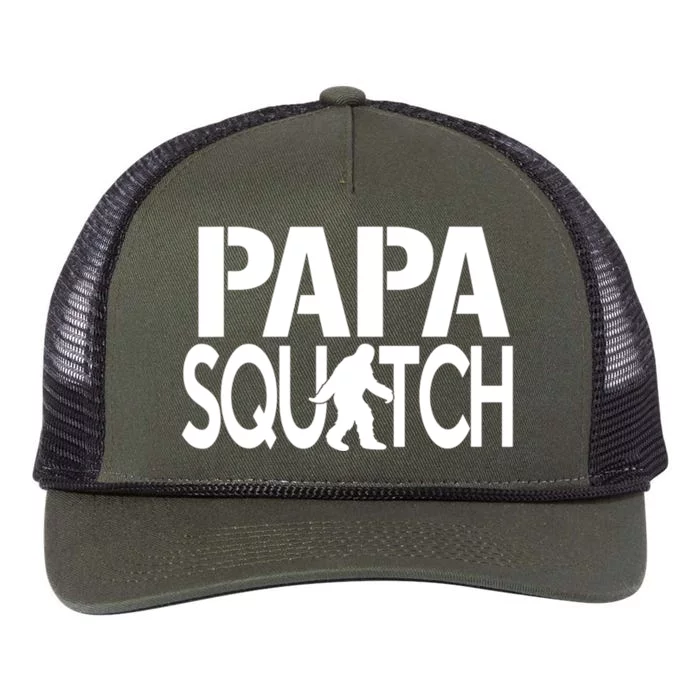 Papa Squatch For Dad Sasquatch Bigfoot Gift Retro Rope Trucker Hat Cap