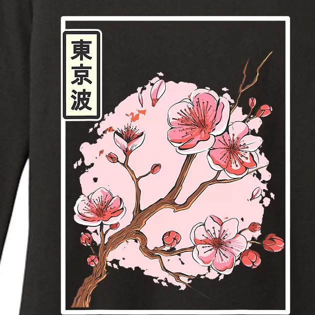 Pink Sakura Flowers japanese cherry blossom Womens CVC Long Sleeve Shirt