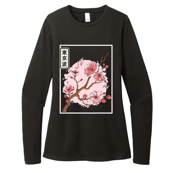 Pink Sakura Flowers japanese cherry blossom Womens CVC Long Sleeve Shirt