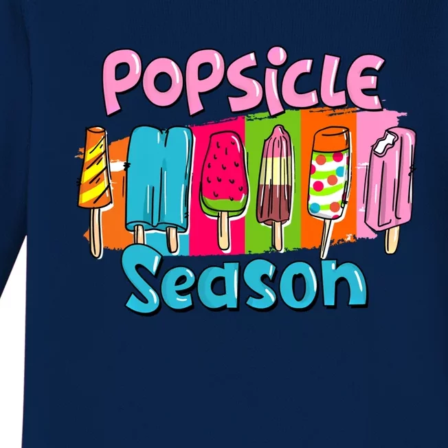 Popsicle Season Funny Ice Cream Retro Popsicle Cool Gift Baby Long Sleeve Bodysuit