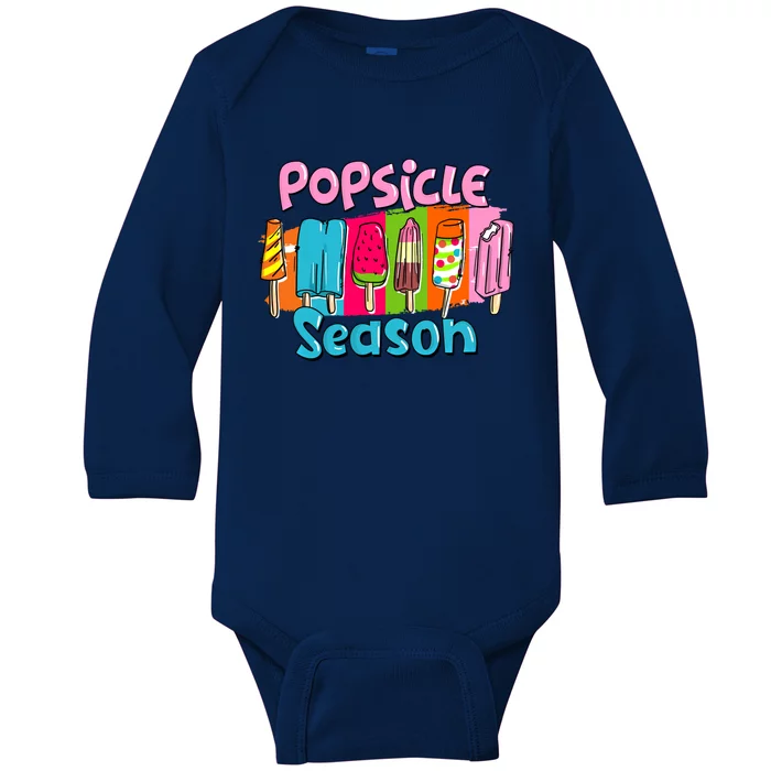 Popsicle Season Funny Ice Cream Retro Popsicle Cool Gift Baby Long Sleeve Bodysuit