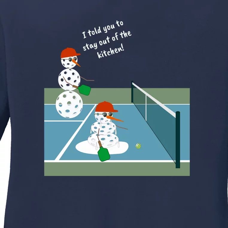 Pickleball Snowmen | Fun Pickleball | Pickleball Holiday Gift | Great Pickleball Ladies Long Sleeve Shirt