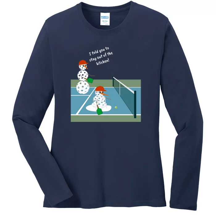 Pickleball Snowmen | Fun Pickleball | Pickleball Holiday Gift | Great Pickleball Ladies Long Sleeve Shirt