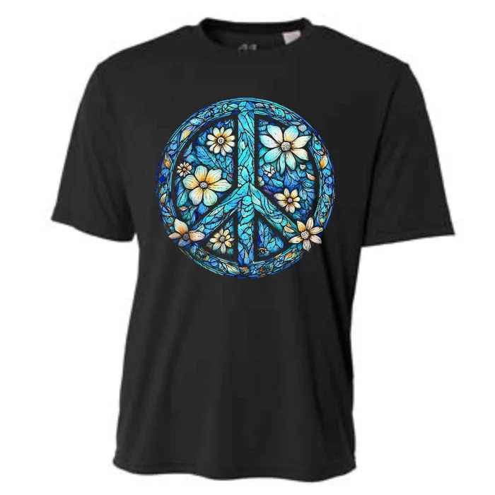 Peace Sign flowers 60's 70s Retro Hippie Cooling Performance Crew T-Shirt