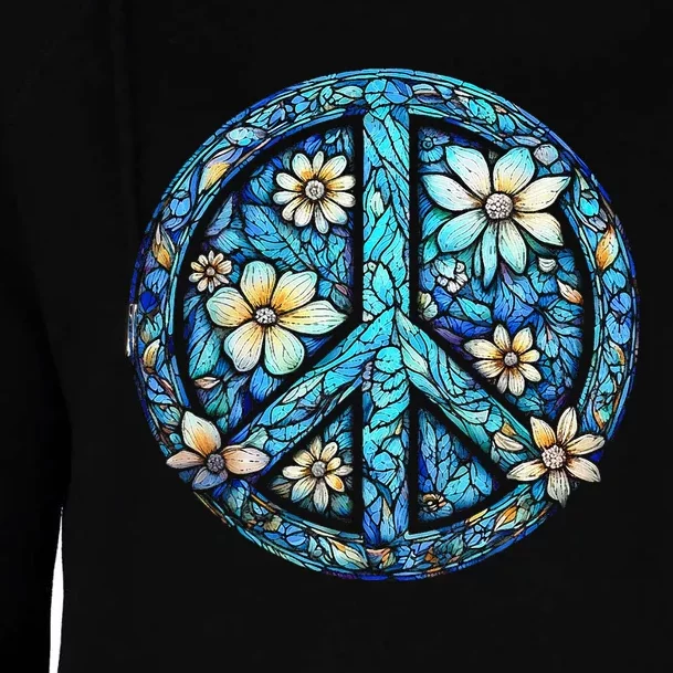 Peace Sign flowers 60's 70s Retro Hippie Womens Funnel Neck Pullover Hood