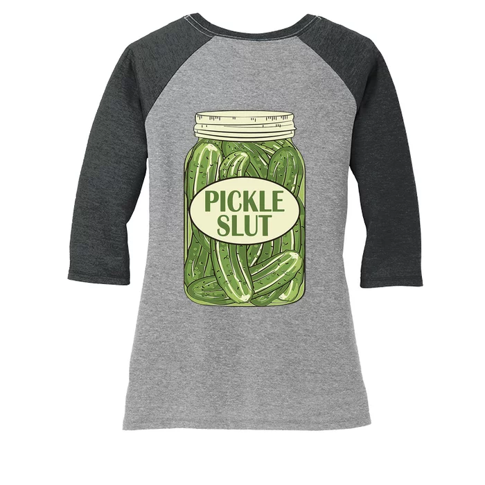 Pickle Slut Funny Women's Tri-Blend 3/4-Sleeve Raglan Shirt