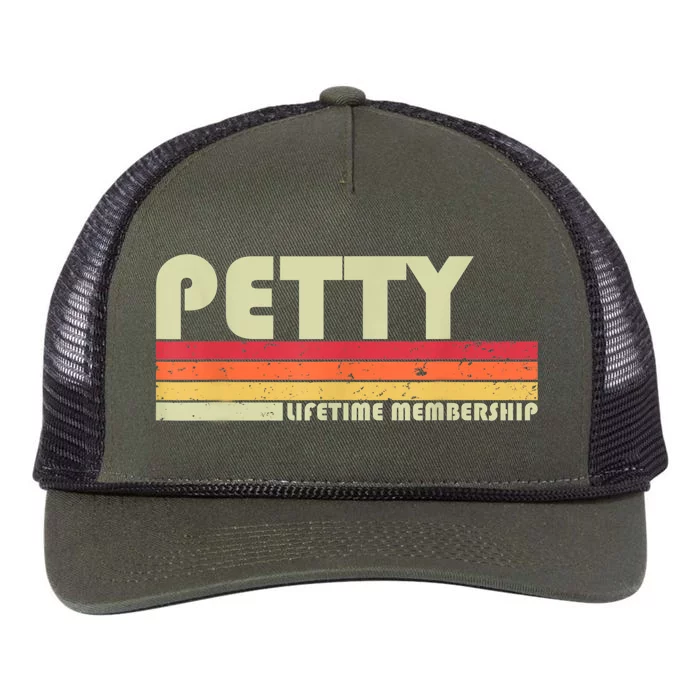 PETTY Surname Funny Retro Vintage 80s 90s Birthday Reunion Retro Rope Trucker Hat Cap