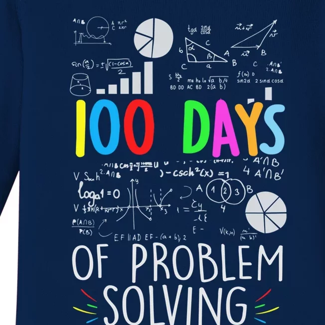 Problem Solving Funny Math Teacher 100 Days Of School Funny Gift Baby Long Sleeve Bodysuit