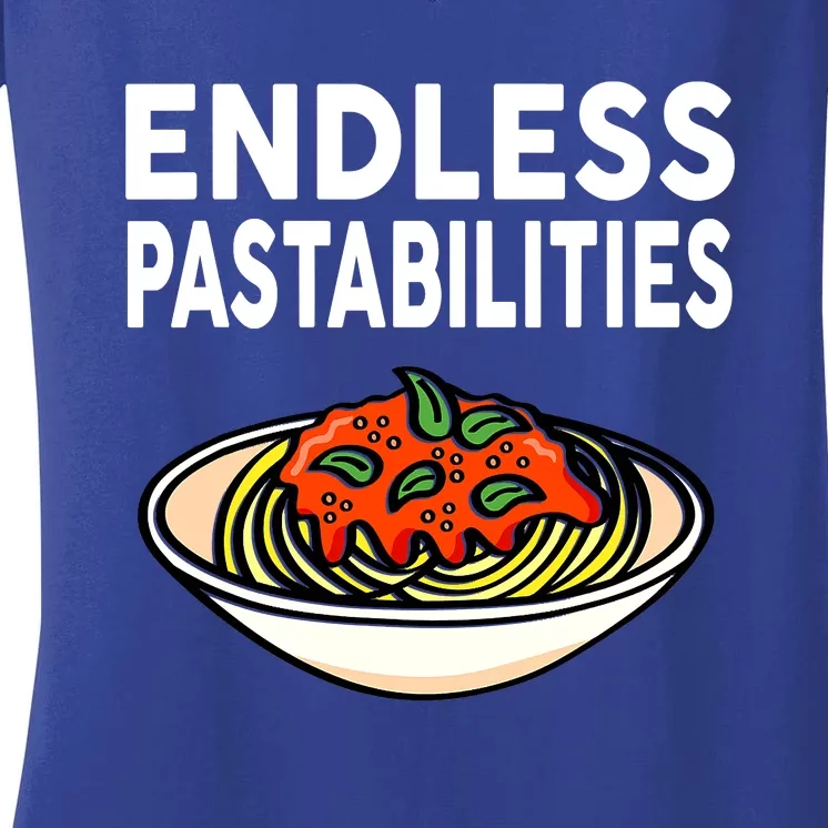 Pasta Spaghetti Funny Endless Pastabilities Women's V-Neck T-Shirt