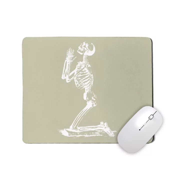 Praying Skeleton Funny Cool Morbid Prayer Design Mousepad