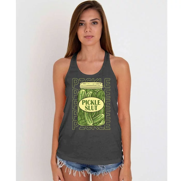 Pickle Slut Funny Pickle Slut Who Loves Pickles Apaprel Women's Knotted Racerback Tank