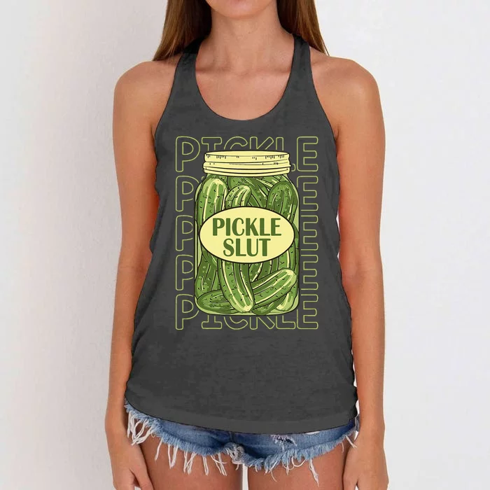 Pickle Slut Funny Pickle Slut Who Loves Pickles Apaprel Women's Knotted Racerback Tank