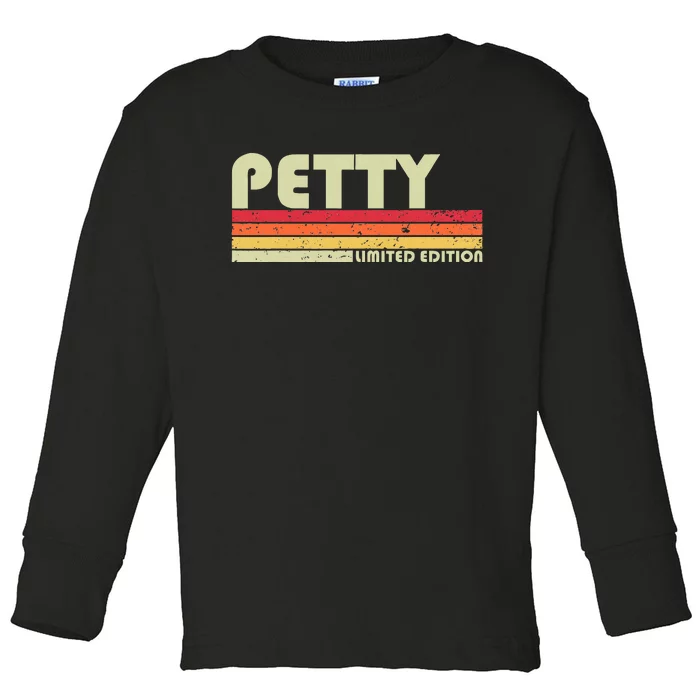 P.E.T.T.Y Surname Funny Retro Vintage 80s 90s Birthday Reunion Toddler Long Sleeve Shirt