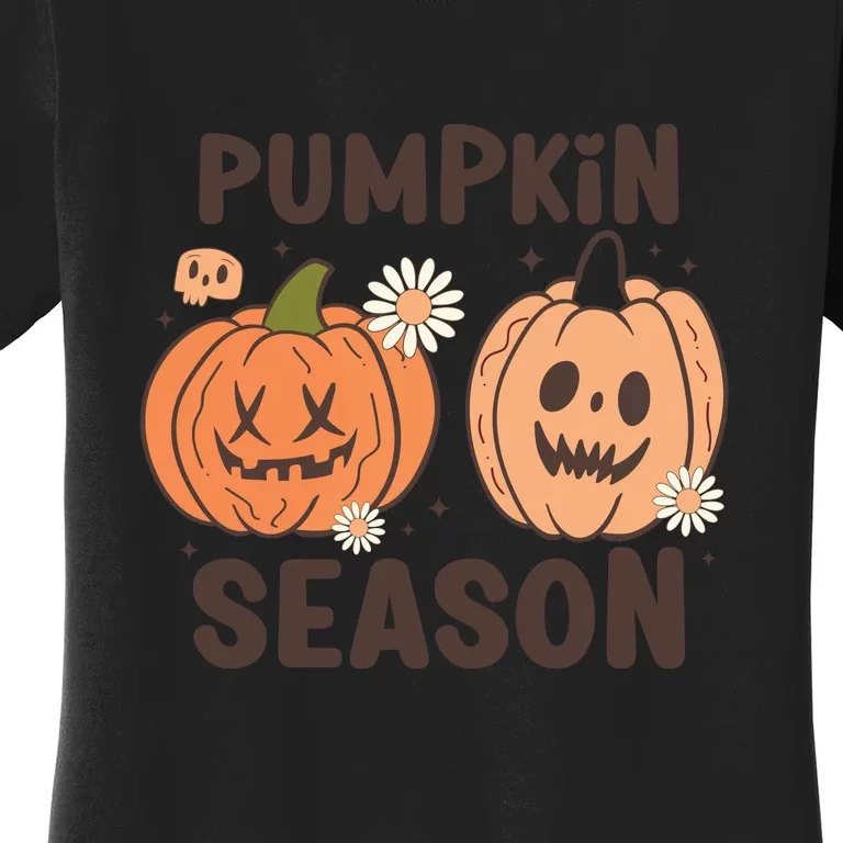 Pumpkin Season Fall Autumn Halloween Ghost Spooky Vibes Gift Women's T-Shirt