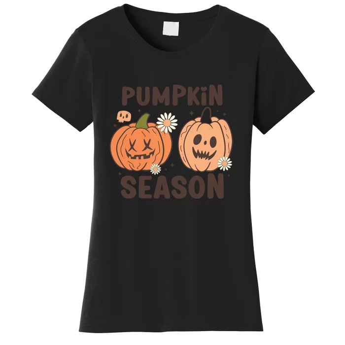 Pumpkin Season Fall Autumn Halloween Ghost Spooky Vibes Gift Women's T-Shirt