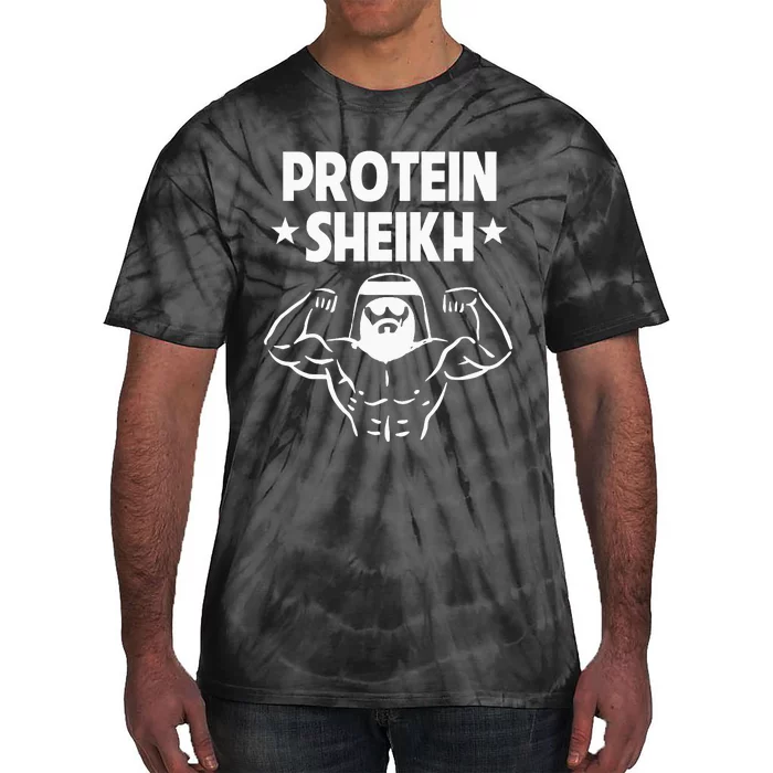 Protein Sheikh Funny Arabic Gym Fitness Lover Bodybuilding Tie-Dye T-Shirt