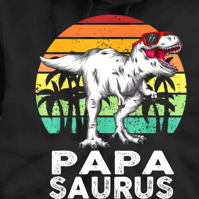 Papa Saurus Fathers Day TRex Dinosaur Lovers Funny Tie Dye Hoodie