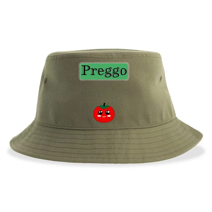 Preggo Sauce Funny Maternity Halloween Costume Tomato Sauce Sustainable Bucket Hat