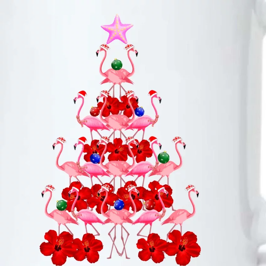 Pink Santa Flamingo Christmas Tree Gift Black Color Changing Mug