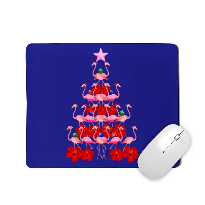 Pink Santa Flamingo Christmas Tree Gift Mousepad