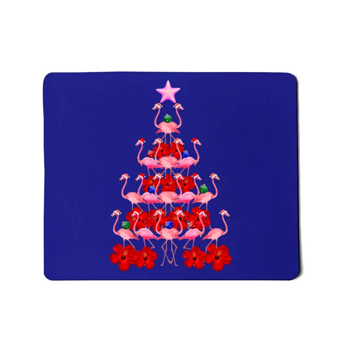 Pink Santa Flamingo Christmas Tree Gift Mousepad