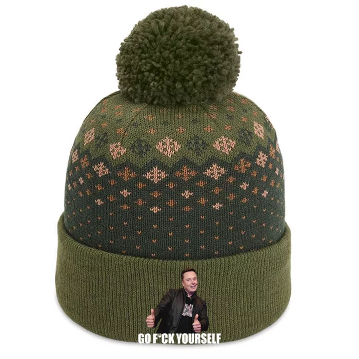 Papa Swolio Go Fuck Yourself Thumbs Up Funny Elon Musk The Baniff Cuffed Pom Beanie