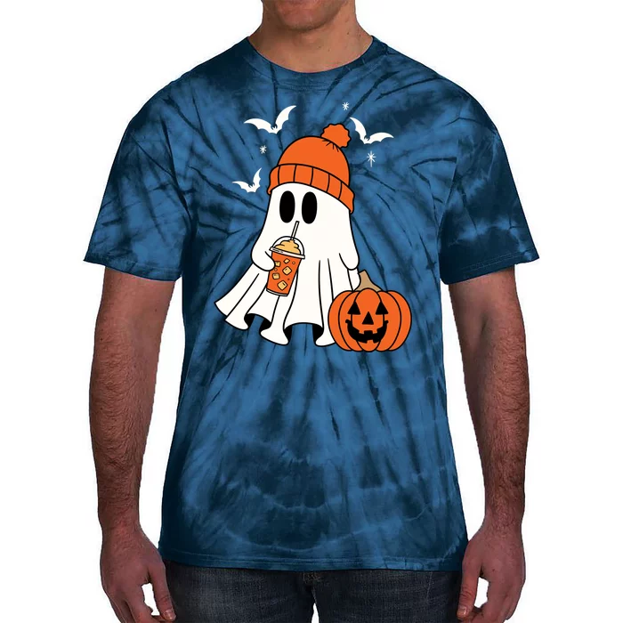 Pumpkin Spice Ghost Spooky Season Tie-Dye T-Shirt