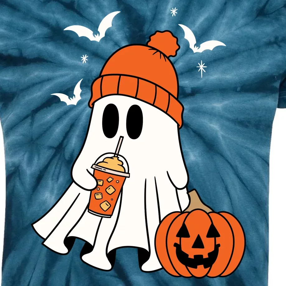 Pumpkin Spice Ghost Spooky Season Kids Tie-Dye T-Shirt