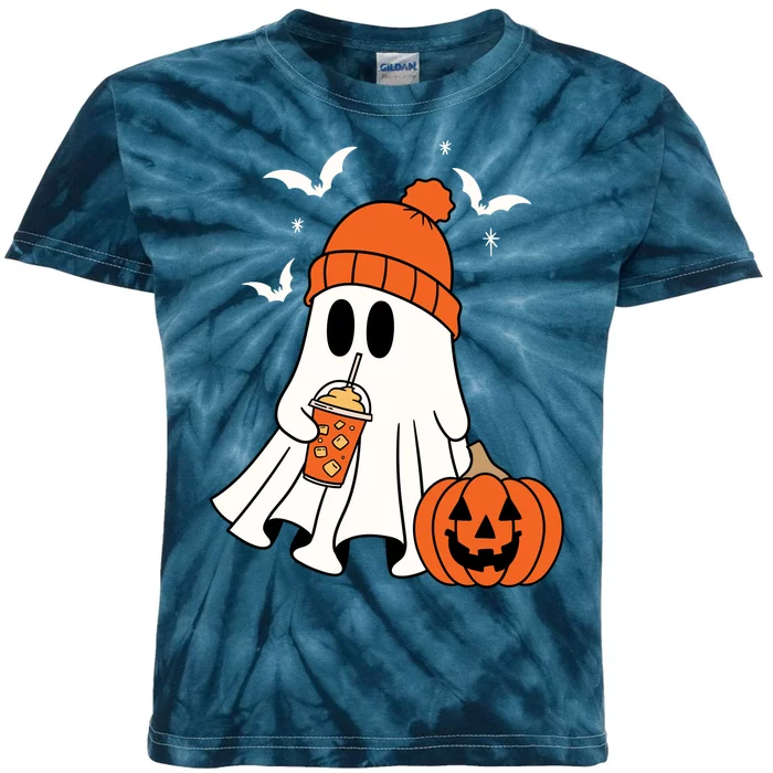 Pumpkin Spice Ghost Spooky Season Kids Tie-Dye T-Shirt