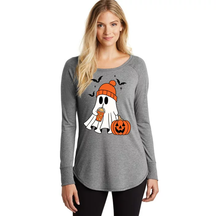 Pumpkin Spice Ghost Spooky Season Women's Perfect Tri Tunic Long Sleeve Shirt