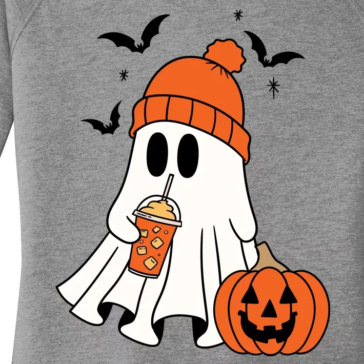 Pumpkin Spice Ghost Spooky Season Women's Perfect Tri Tunic Long Sleeve Shirt