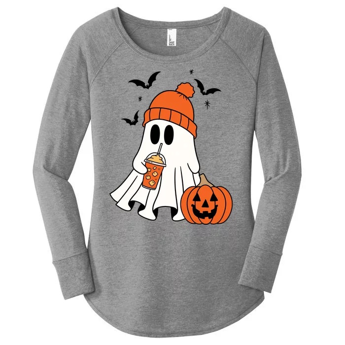 Pumpkin Spice Ghost Spooky Season Women's Perfect Tri Tunic Long Sleeve Shirt