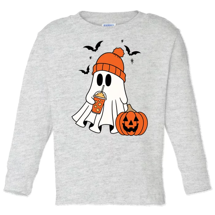 Pumpkin Spice Ghost Spooky Season Toddler Long Sleeve Shirt