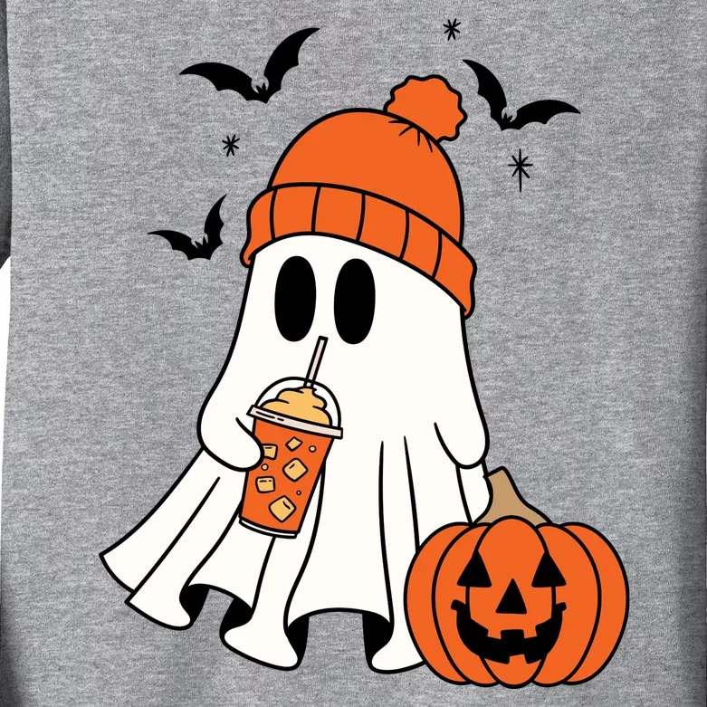 Pumpkin Spice Ghost Spooky Season Kids Long Sleeve Shirt