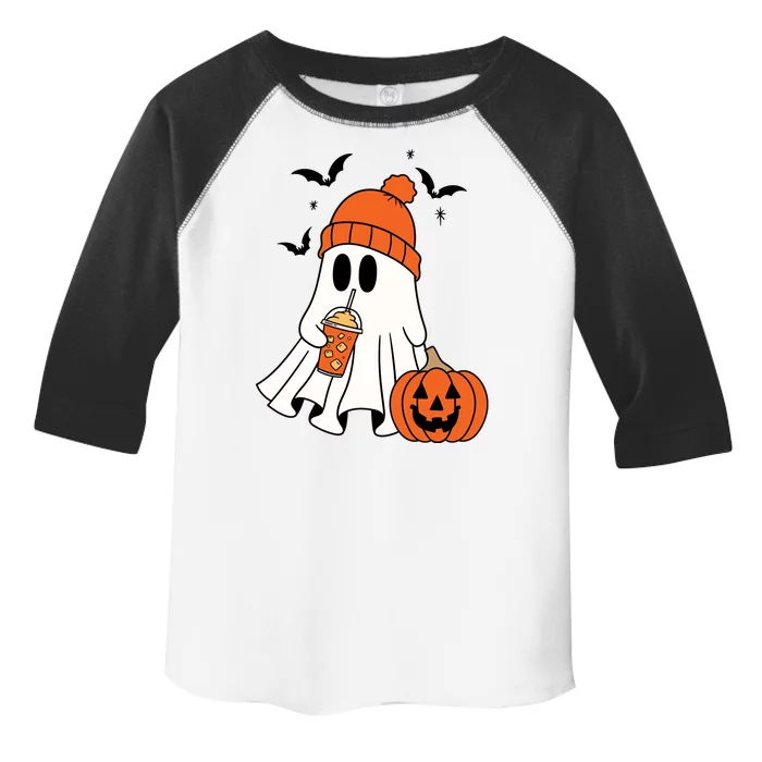 Pumpkin Spice Ghost Spooky Season Toddler Fine Jersey T-Shirt