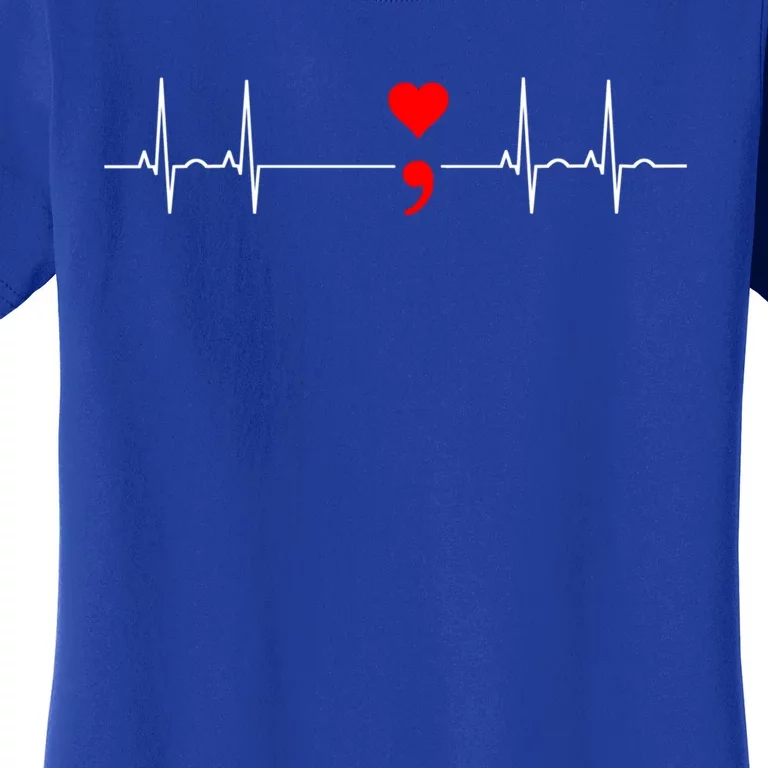 Project Semicolon Gift Suicide Prevention Great Gift Heartbeat Meaningful Gift Women's T-Shirt