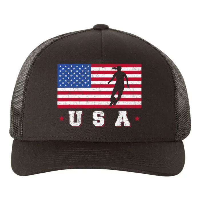 Patriotic Sports Gift USA American Flag Wo Girls Soccer Yupoong Adult 5-Panel Trucker Hat