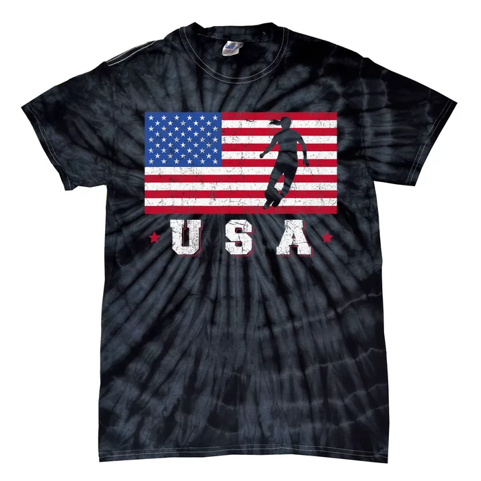 Patriotic Sports Gift USA American Flag Wo Girls Soccer Tie-Dye T-Shirt