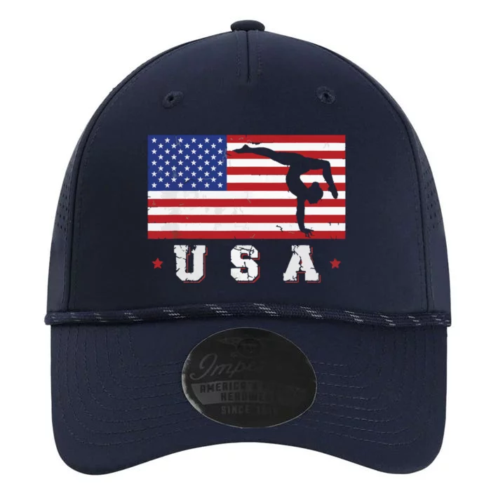 Patriotic Sports Gift American USA Flag Girl Gymnastics Performance The Dyno Cap