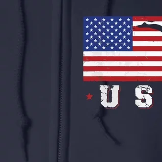 Patriotic Sports Gift American USA Flag Girl Gymnastics Full Zip Hoodie