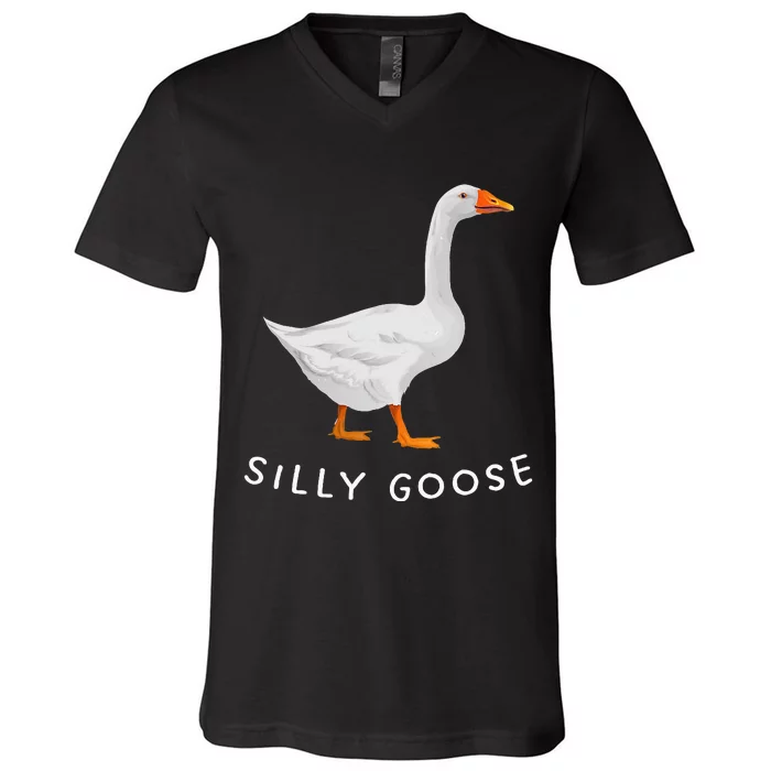 Playful Silly Goose Design Quirky And Fun V-Neck T-Shirt